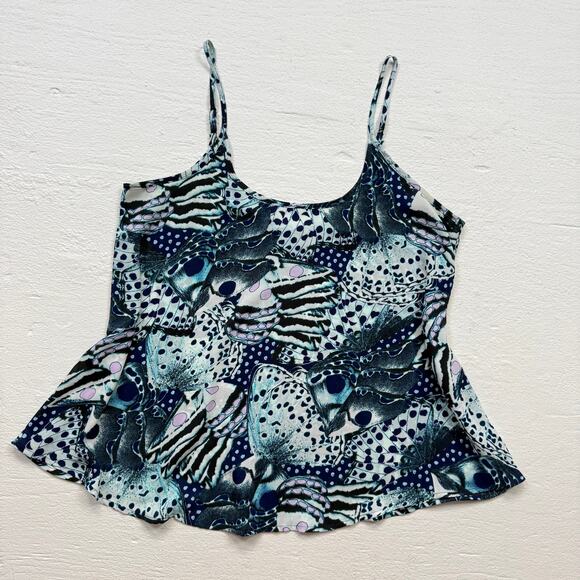 Apt. 9 Blue Butterfly Print Sheer Cami Tank Top, Size Medium - Picture 1 of 5